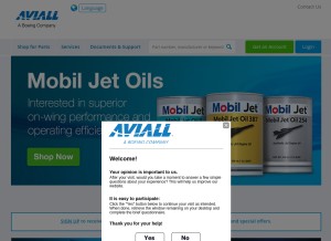 How aviall.com looks like on a tablet such as an iPad.