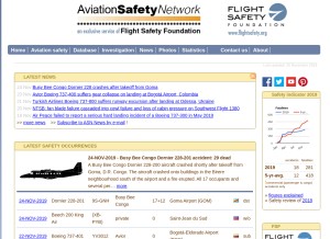 How aviation-safety.net looks like on a tablet such as an iPad.