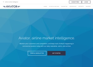 How aviator.aero looks like on a tablet such as an iPad.