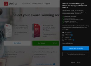 How avira.com looks like on a tablet such as an iPad.