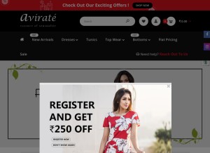 How aviratefashion.in looks like on a tablet such as an iPad.