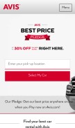 How avis.com looks like on a mobile device such as an iPhone.