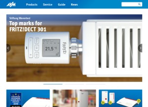 How avm.de looks like on a tablet such as an iPad.