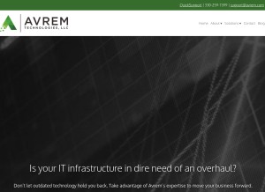 How avrem.com looks like on a tablet such as an iPad.
