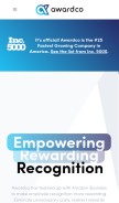 How awardco.com looks like on a mobile device such as an iPhone.
