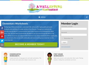 How awellspringofworksheets.com looks like on a tablet such as an iPad.