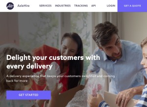 How axlehire.com looks like on a tablet such as an iPad.