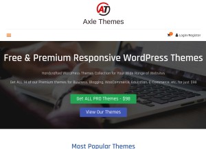 How axlethemes.com looks like on a tablet such as an iPad.