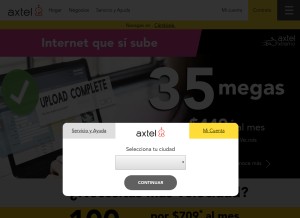 How axtel.mx looks like on a tablet such as an iPad.