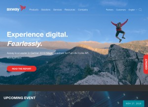 How axway.com looks like on a tablet such as an iPad.