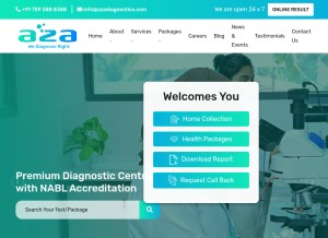 How azadiagnostics.com looks like on a tablet such as an iPad.