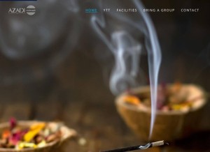 How azadiretreat.com looks like on a tablet such as an iPad.