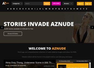 How aznude.com looks like on a tablet such as an iPad.