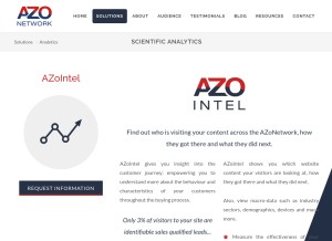 How azointel.com looks like on a tablet such as an iPad.