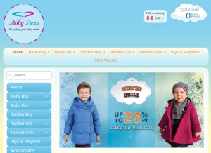 How babyboza.com looks like on a tablet such as an iPad.