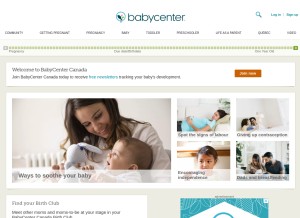 How babycenter.ca looks like on a tablet such as an iPad.