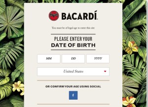 How bacardi.com looks like on a tablet such as an iPad.