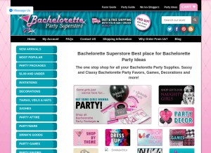 How bachelorettesuperstore.com looks like on a tablet such as an iPad.