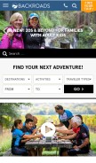 How backroads.com looks like on a mobile device such as an iPhone.