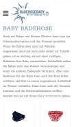 How badehosebaby.de looks like on a mobile device such as an iPhone.