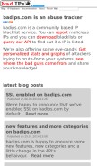 How badips.com looks like on a mobile device such as an iPhone.