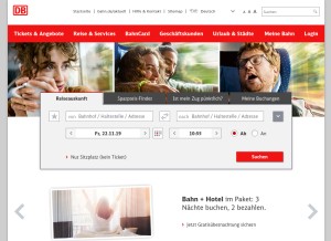 How bahn.de looks like on a tablet such as an iPad.