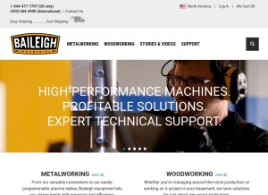How baileigh.com looks like on a tablet such as an iPad.