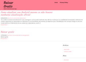 How baixargratis.co looks like on a tablet such as an iPad.