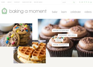 How bakingamoment.com looks like on a tablet such as an iPad.