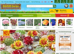 How baldur-garten.de looks like on a tablet such as an iPad.