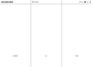 How balenciaga.com looks like on a tablet such as an iPad.