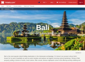 How bali-indonesia.com looks like on a tablet such as an iPad.
