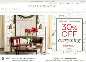 How ballarddesigns.com looks like on a tablet such as an iPad.
