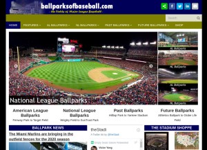 How ballparksofbaseball.com looks like on a tablet such as an iPad.