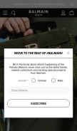 How balmain.com looks like on a mobile device such as an iPhone.