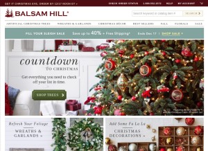 How balsamhill.com looks like on a tablet such as an iPad.