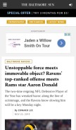 How baltimoresun.com looks like on a mobile device such as an iPhone.
