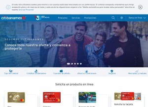 How banamex.com looks like on a tablet such as an iPad.