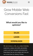 How banana-splash.com looks like on a mobile device such as an iPhone.