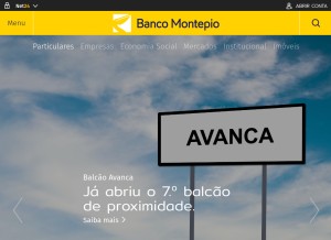 How bancomontepio.pt looks like on a tablet such as an iPad.