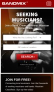 How bandmix.com looks like on a mobile device such as an iPhone.