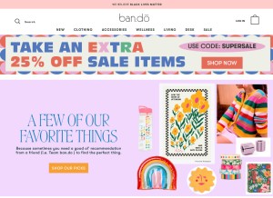 How bando.com looks like on a tablet such as an iPad.