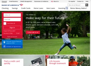 How bankofamerica.com looks like on a tablet such as an iPad.