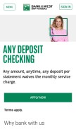 How bankofthewest.com looks like on a mobile device such as an iPhone.