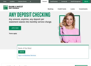 How bankofthewest.com looks like on a tablet such as an iPad.