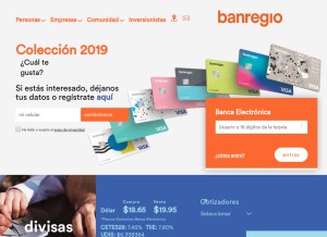 How banregio.com looks like on a tablet such as an iPad.