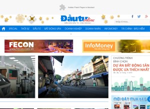 How baodautu.vn looks like on a tablet such as an iPad.