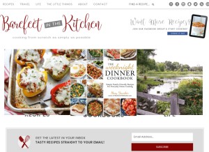How barefeetinthekitchen.com looks like on a tablet such as an iPad.