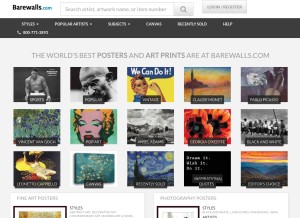 How barewalls.com looks like on a tablet such as an iPad.