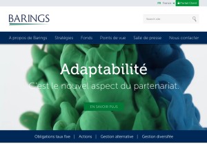 How barings.com looks like on a tablet such as an iPad.